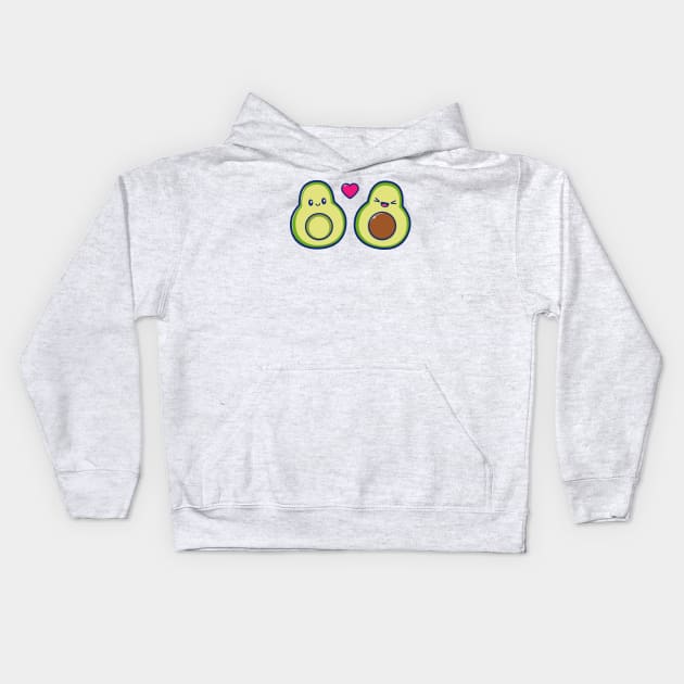 Cute Couple Avocado Cartoon Kids Hoodie by Catalyst Labs